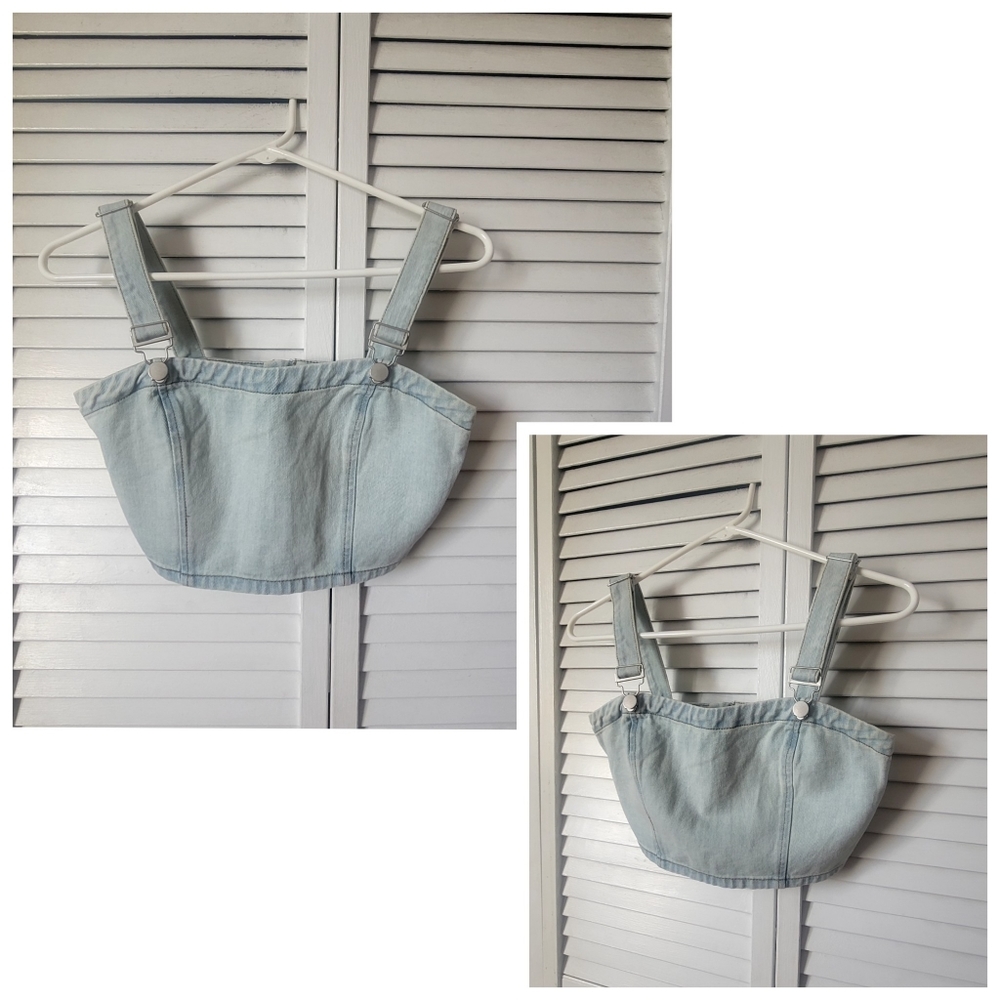 FOREVER 21 Denim Crop Top, Size S - Picture 2 of 8
